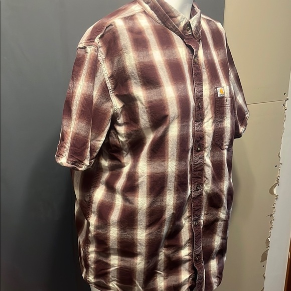 Carhartt Burgandy and White Casual Button Down Shirt size XL - Picture 6 of 8